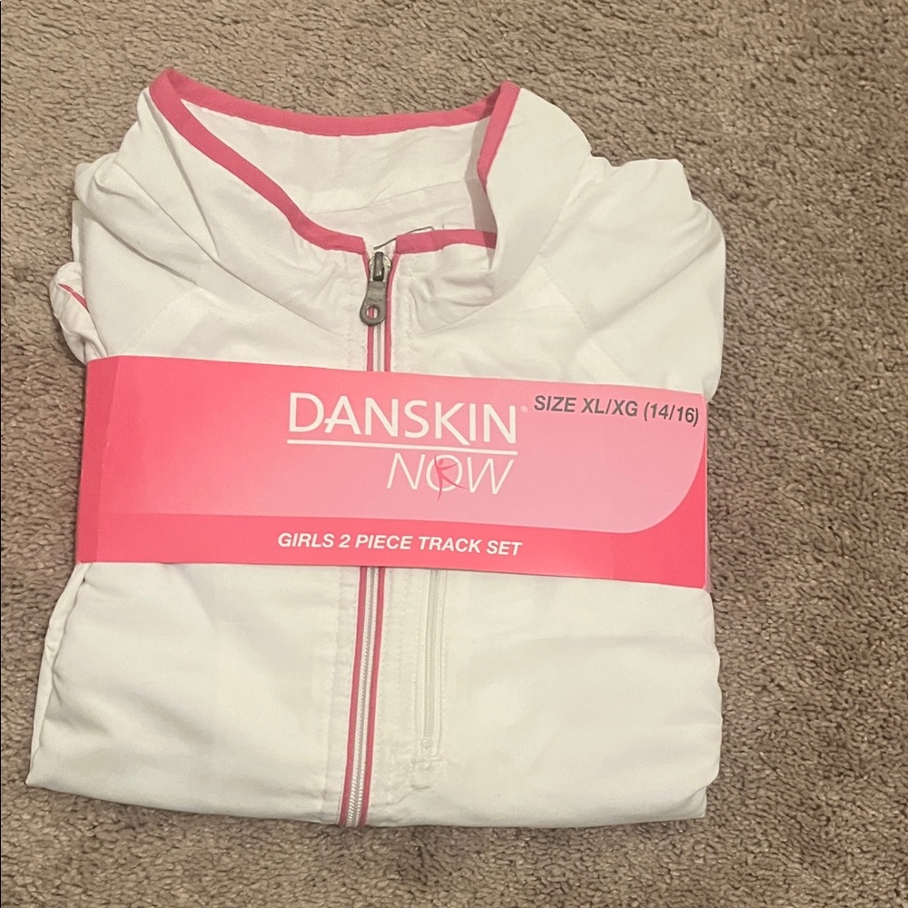Girls 2-Piece Danskin Now White and Pink Girls' Track Set - Picture 5 of 9